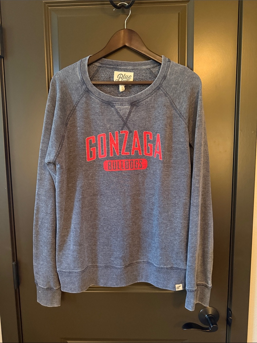 Blue 84 Gonzaga Bulldogs Women's Heather Blue Crewneck Sweatshirt